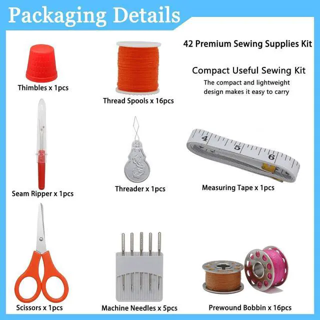 Alt view image 3 of 5 - YEQIN Sewing Kit, 42 Premium Sewing Supplies Portable Sewing Supplies Accessories Contains Thread, Needle, Scissors, Measure Tape, for Mom Grandma Friend Adults Beginner Traveler