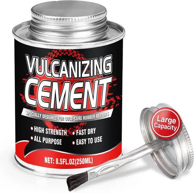Main image of Chemical Vulcanizing Cement Fast Dry Rubber Cement, All Purpose Tire Repair Glue, Tire Patch Kit with Brush 8.5 FL.Oz for Car, Motorcycle, Bike (Rubber)