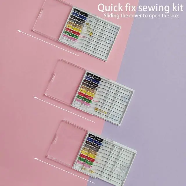 Alt view image 7 of 7 - 10 Boxes Quick Fix Sewing Kit, Easy Pre Threaded Needle Kit | Prethreaded Sewing Kits, Pre Threaded Needles, Pre-Threaded Needles, Needles and Thread Box, Needle and Thread Box