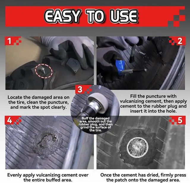 Alt view image 4 of 7 - Chemical Vulcanizing Cement Fast Dry Rubber Cement, All Purpose Tire Repair Glue, Tire Patch Kit with Brush 8.5 FL.Oz for Car, Motorcycle, Bike (Rubber)