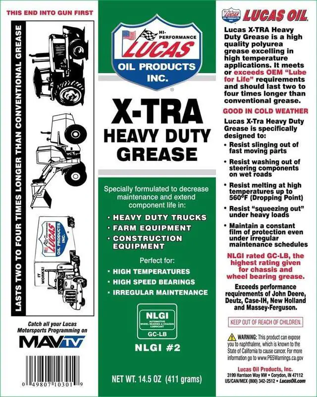 Alt view image 2 of 5 - Lucas Oil 14.5 Ounce 10301 Heavy Duty Grease, 14.5 oz,Green