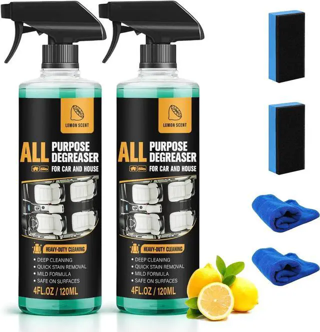 Main image of 2Pcs All Purpose Degreaser for Car and House,Lemon Scent,Heavy-Duty Cleaning Spray For Car Interior and Exterior,Quick Stain Removal for Kitchen,Countertops,Appliances,120ml/4fl.oz