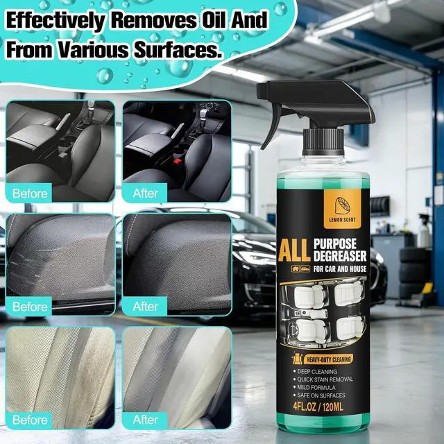 Alt view image 4 of 7 - 2Pcs All Purpose Degreaser for Car and House,Lemon Scent,Heavy-Duty Cleaning Spray For Car Interior and Exterior,Quick Stain Removal for Kitchen,Countertops,Appliances,120ml/4fl.oz