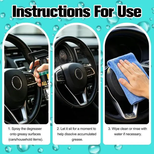 Alt view image 5 of 7 - 2Pcs All Purpose Degreaser for Car and House,Lemon Scent,Heavy-Duty Cleaning Spray For Car Interior and Exterior,Quick Stain Removal for Kitchen,Countertops,Appliances,120ml/4fl.oz