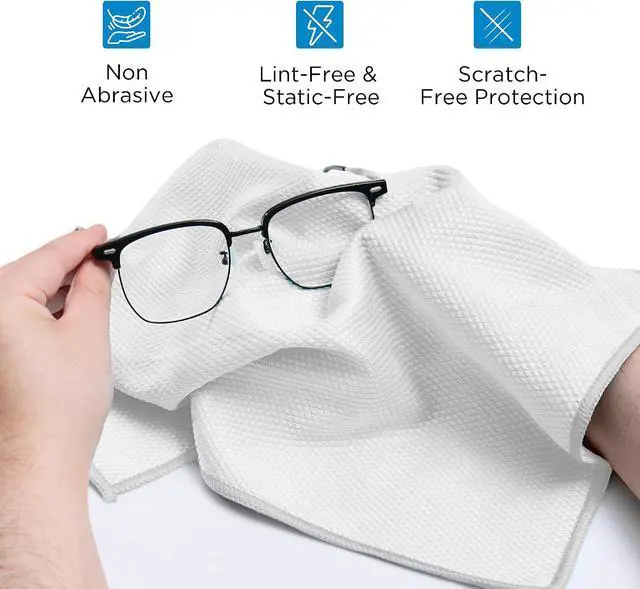 Alt view image 7 of 7 - Microfiber Glass Cleaning Cloth, White Gray, 6 Pack