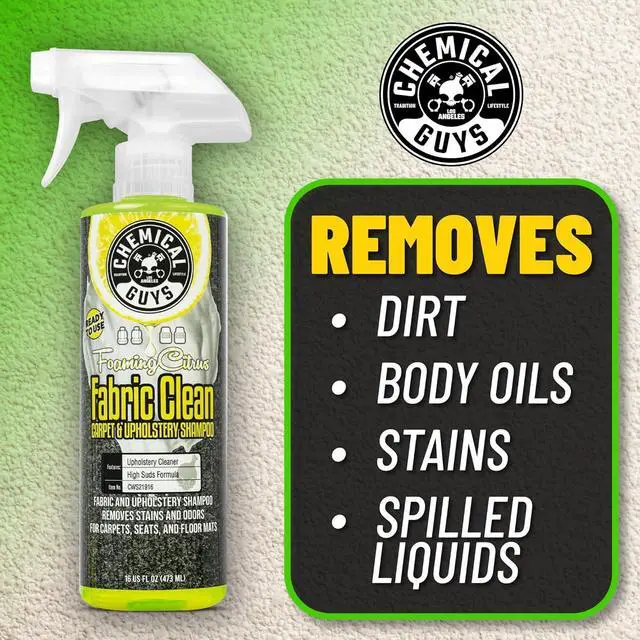 Alt view image 5 of 7 - Chemical Guys, Citrus Fabric & Carpet Cleaner, Ready-to-Use Spray, 16 oz | Ready-to-use foaming spray lifts stains and odors from car seats, carpet and floor mats, safe on most fabrics