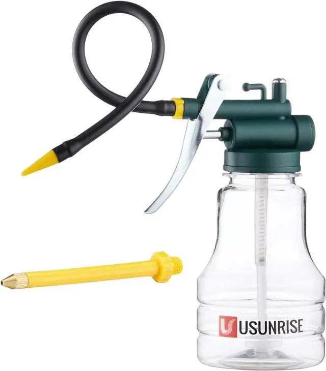 Main image of Oil Can Transparent High Pressure Oiler Lubrication Oil Can Bottle Oiling Gun with Rigid & Flex Spout Thumb Pump Tool Oile