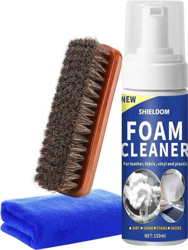 Main image of SHIELDOM Car Interior Foam Cleaner Multifunctional Car Seat Cleaner Powerful Carpet Upholstery Stain Remover Kit with Detailing Brush & Towel Safe for Cloth, Leather, Fabric, Vinyl & Plastic 5oz