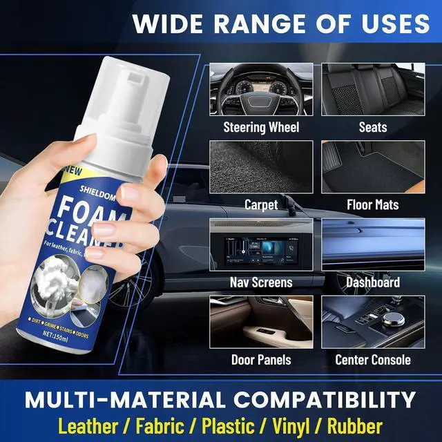 Alt view image 5 of 6 - SHIELDOM Car Interior Cleaner Kit Multifunctional Foam Cleaner, Clean Cars Seat Carpet Upholstery with Detailing Brush & Towel Deep Inside Cleaning Remove Stain from Leather/Fabric/Vinyl/Plastic - 5oz
