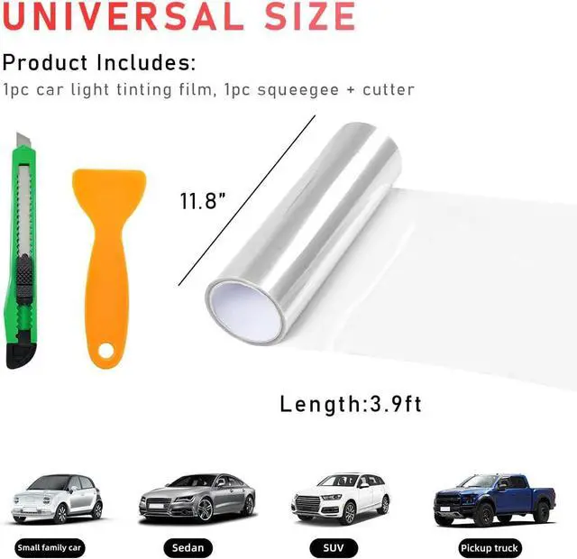 Alt view image 2 of 6 - povtii Tint Vinyl Wrap Sticker Sheet Roll for Car Headlight & Taillight - Self Adhesive Fog Light Vinyl Film, 12x48 Inch Roll, Squeeze & Cutter Included