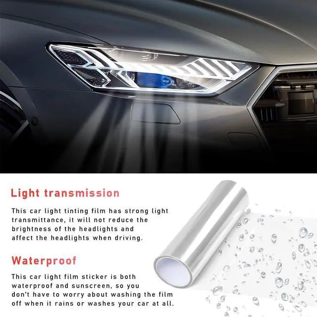 Alt view image 4 of 6 - povtii Tint Vinyl Wrap Sticker Sheet Roll for Car Headlight & Taillight - Self Adhesive Fog Light Vinyl Film, 12x48 Inch Roll, Squeeze & Cutter Included