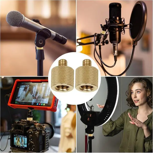 Alt view image 2 of 7 - Anwenk Standard 3/8"-16 Female to 1/4"-20 Male Tripod Thread Reducer Screw Adapter (Brass) Precision Made (2 Pack)