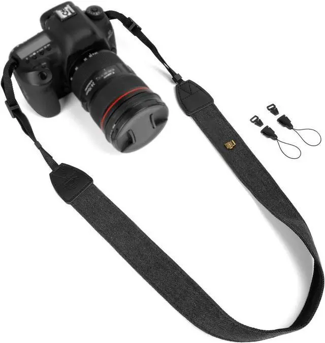 Main image of Camera Strap Vintage Black Shoulder Strap with Quick Release Buckles | Adjustable Canvas Print Soft Neck Shoulder Carrying Straps for Women Men All DSLR SLR Most Digital Cameras