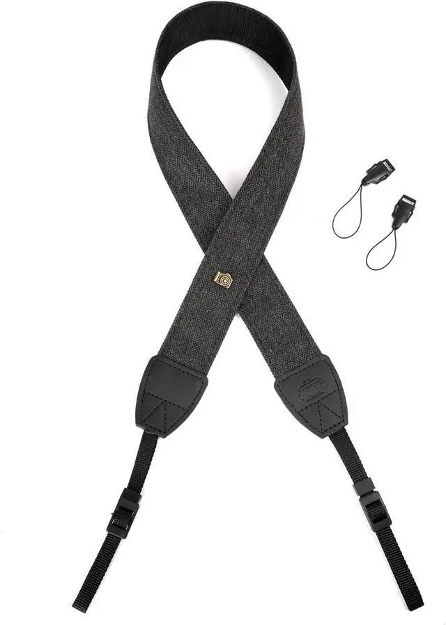 Alt view image 3 of 7 - Camera Strap Vintage Black Shoulder Strap with Quick Release Buckles | Adjustable Canvas Print Soft Neck Shoulder Carrying Straps for Women Men All DSLR SLR Most Digital Cameras