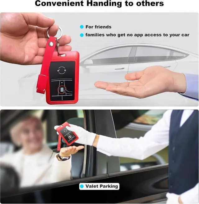 Alt view image 3 of 7 - Key Card Holder for Tesla Card Key Holder Protective Cover Keychain for Model 3 Y X S Cybertruck Card Key Holder Keychain (Red)