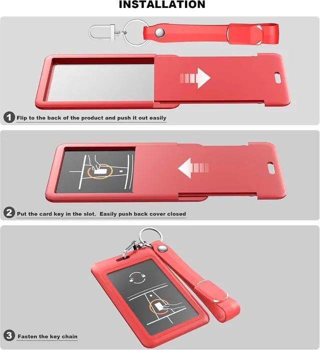 Alt view image 4 of 7 - Key Card Holder for Tesla Card Key Holder Protective Cover Keychain for Model 3 Y X S Cybertruck Card Key Holder Keychain (Red)