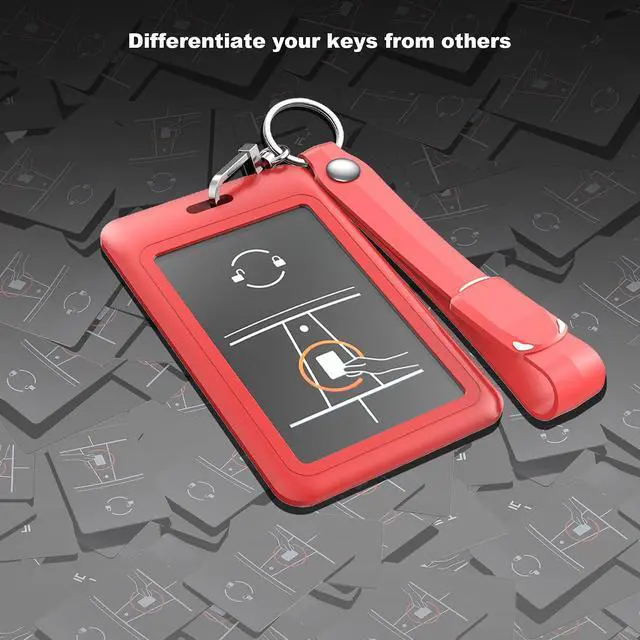 Alt view image 6 of 7 - Key Card Holder for Tesla Card Key Holder Protective Cover Keychain for Model 3 Y X S Cybertruck Card Key Holder Keychain (Red)