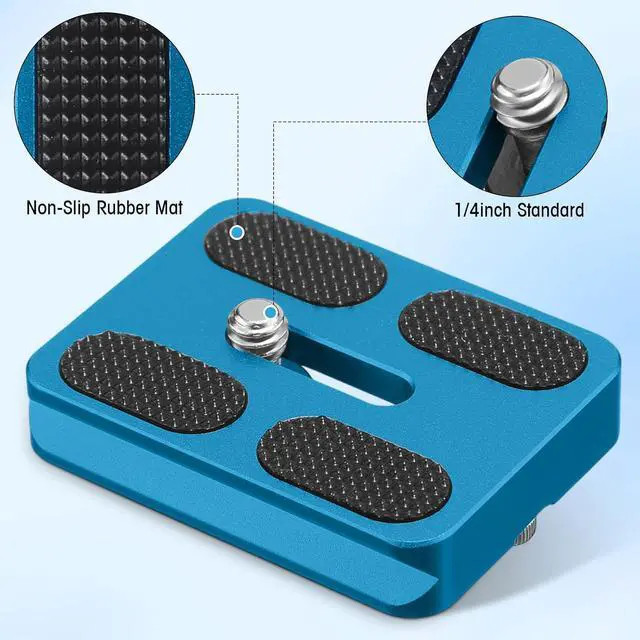 Alt view image 3 of 7 - Frienda Quick Release Plate Tripod 1/4-20 DSLR,Pu50,Blue | Tripod Mount Plate, Camera Tripod Mount for DSLR Camera Tripod Ball Head , Metal, 1.9 x 1.5 x 0.4 Inch