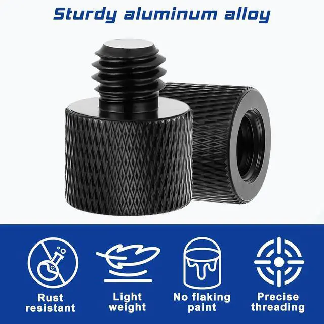 Alt view image 3 of 7 - Xthrotsenk Tripod Screw Adapter 6 Pcs Aluminum Threaded Converter 1/4 Male to 3/8 Female and 3/8 Male to 1/4 Female for Tripod Camera Monitor Mic Stand Light Stand (Black)