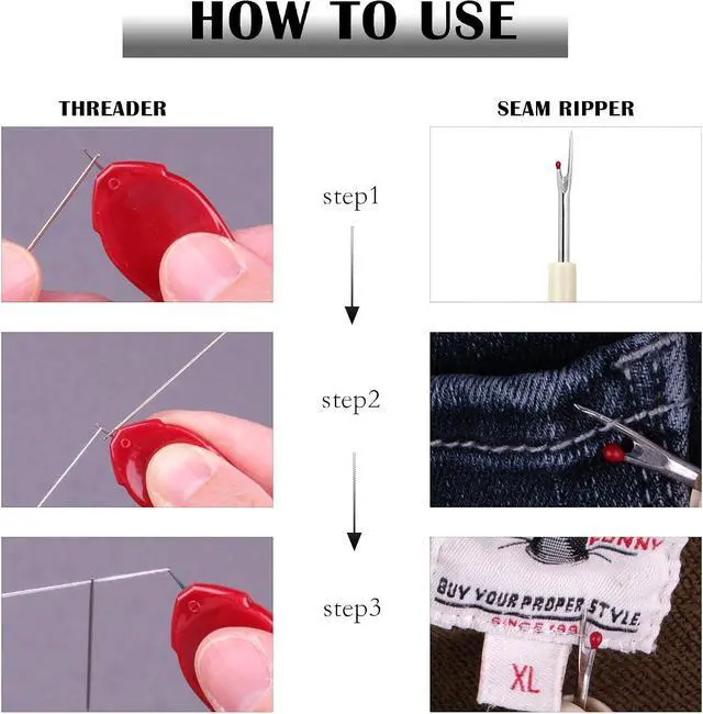 Alt view image 6 of 7 - Needle Threader 5PCS Seam Ripper 1PCS Easy for Machine and Hand Sewing Tool | Easy Threader for Machine and Hand Sewing, Fast and Precise Threading and Unthreading, Ideal for Needlework (5PCS+1)