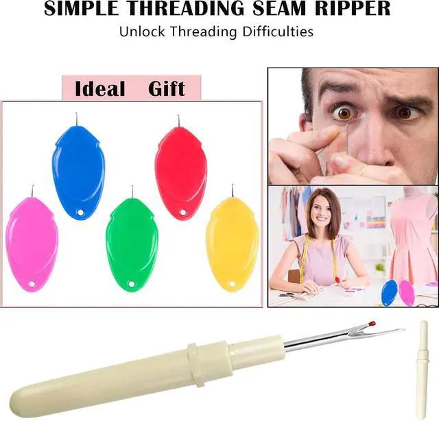 Alt view image 7 of 7 - Needle Threader 5PCS Seam Ripper 1PCS Easy for Machine and Hand Sewing Tool | Easy Threader for Machine and Hand Sewing, Fast and Precise Threading and Unthreading, Ideal for Needlework (5PCS+1)
