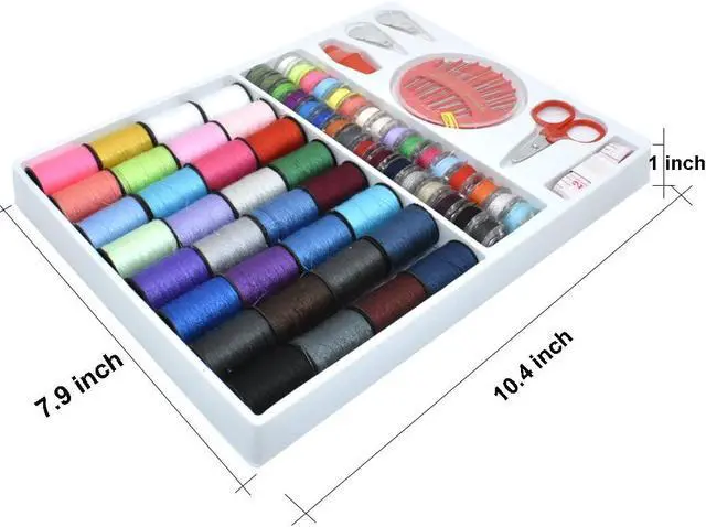 Alt view image 2 of 7 - Sewing Kit with 100 Basic Sewing Accessories, 64 Spools of Thread Mini Sewing kit for Beginners,Traveller, Emergency, Whole Family to Mend and Repair