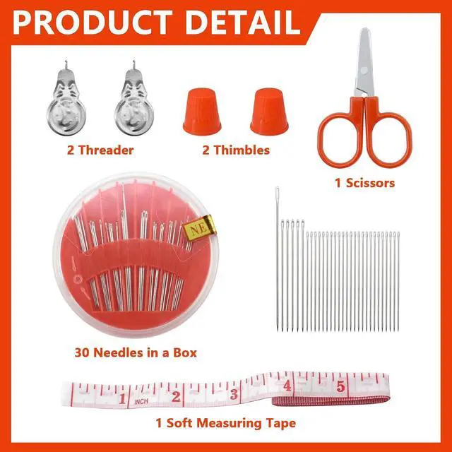 Alt view image 4 of 7 - Sewing Kit with 100 Basic Sewing Accessories, 64 Spools of Thread Mini Sewing kit for Beginners,Traveller, Emergency, Whole Family to Mend and Repair