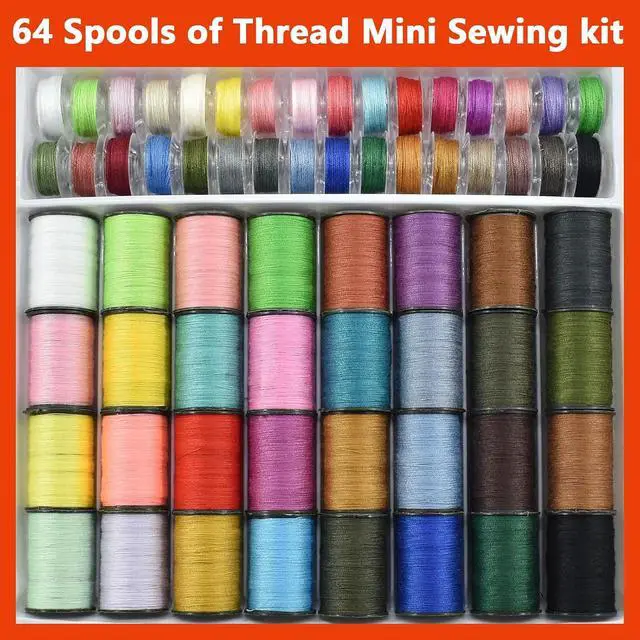 Alt view image 5 of 7 - Sewing Kit with 100 Basic Sewing Accessories, 64 Spools of Thread Mini Sewing kit for Beginners,Traveller, Emergency, Whole Family to Mend and Repair