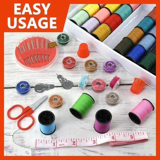 Alt view image 7 of 7 - Sewing Kit with 100 Basic Sewing Accessories, 64 Spools of Thread Mini Sewing kit for Beginners,Traveller, Emergency, Whole Family to Mend and Repair