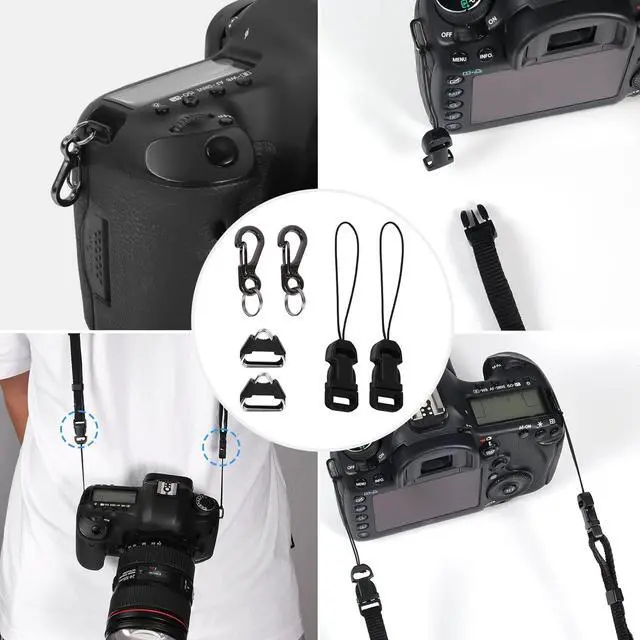 Alt view image 6 of 6 - 6pcs Camera Quick Release Strap, Adjustable Quick Release Buckle for Camera Strap Quick Release Clips Connector Buckles Connect Adapter to Camera Neck Strap (Black)