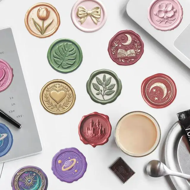 Alt view image 6 of 6 - 50PCS Transparent Wax Seal Stickers, Retro Seal Envelope Stickers | Waterproof Vintage Wax Seal Decors for Christmas Cards, Wedding Invitations, Party Favors, Scrapbook Supplies