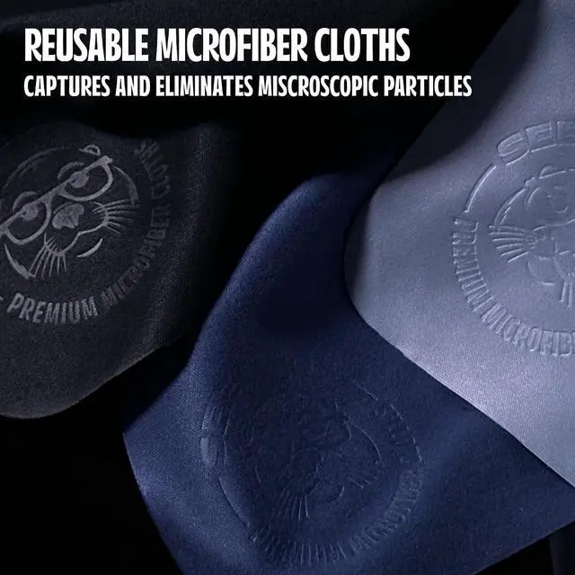 Alt view image 2 of 7 - cellhelmet See Lion Swipes | Microfiber Lens Cleaning Cloths Ultrasoft, Reusable Wipes for Glasses, Screens, and Lenses (Black/Navy, 2-Pack)