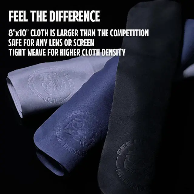 Alt view image 3 of 7 - cellhelmet See Lion Swipes | Microfiber Lens Cleaning Cloths Ultrasoft, Reusable Wipes for Glasses, Screens, and Lenses (Black/Navy, 2-Pack)