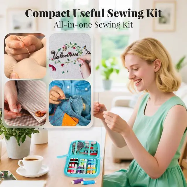Alt view image 4 of 7 - Coquimbo Sewing Kit Gifts for Teen Grils Adults Women Mom Grandma, Portable Sewing Supplies Contains Tape Measure, Scissors, Thimble, Thread, Sewing Needles (Alpaca)