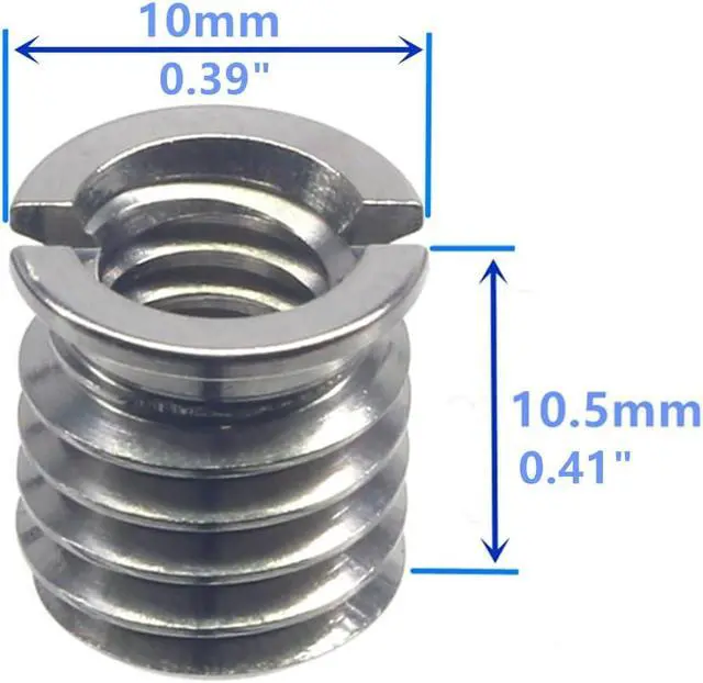 Alt view image 2 of 4 - Stainless Steel 1/4"-20 Female to 3/8"-16 Male Convert Screw Adapter (2pcs, 10.5mm)