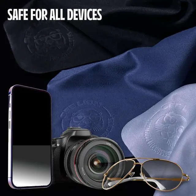 Alt view image 5 of 7 - cellhelmet See Lion Swipes | Microfiber Lens Cleaning Cloths Ultrasoft, Reusable Wipes for Glasses, Screens, and Lenses (Black/Navy, 2-Pack)