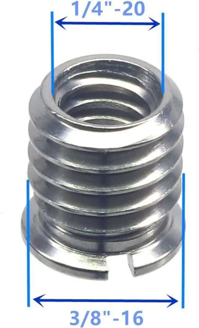 Alt view image 3 of 4 - Stainless Steel 1/4"-20 Female to 3/8"-16 Male Convert Screw Adapter (2pcs, 10.5mm)