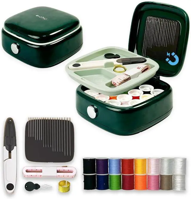 Main image of Sewing Kit Magnetic, Needle and Thread Kit with Sewing Supplies Travel Small Sewing Kit Portable for Adults Beginners (Green)