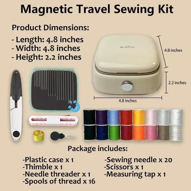 Alt view image 2 of 6 - Sewing Kit Magnetic, Needle and Thread Kit with Sewing Supplies Travel Small Sewing Kit Portable for Adults Beginners (Green)