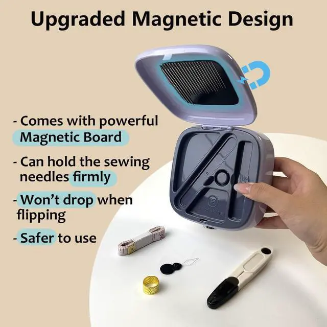 Alt view image 3 of 6 - Sewing Kit Magnetic, Needle and Thread Kit with Sewing Supplies Travel Small Sewing Kit Portable for Adults Beginners (Green)