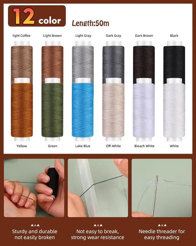 Alt view image 3 of 7 - BAGERLA Heavy Duty Sewing Kit, Needle and Thread Kit with Upholstery Thread Needles Sewing Awl Seam Ripper for Car Seats Carpets Shoes Backpacks DIY Crafting