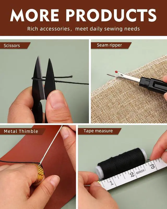 Alt view image 5 of 7 - BAGERLA Heavy Duty Sewing Kit, Needle and Thread Kit with Upholstery Thread Needles Sewing Awl Seam Ripper for Car Seats Carpets Shoes Backpacks DIY Crafting