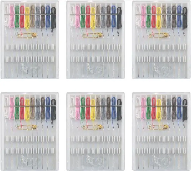Main image of WHYHKJ 6 Boxes Mini Pre Threaded Needle Kit Handy Home and Travel Quick Fix Sewing Kit Each Box with 10 Pieces