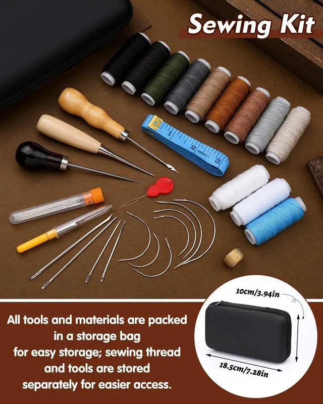 Alt view image 6 of 7 - BAGERLA Heavy Duty Sewing Kit, Needle and Thread Kit with Upholstery Thread Needles Sewing Awl Seam Ripper for Car Seats Carpets Shoes Backpacks DIY Crafting