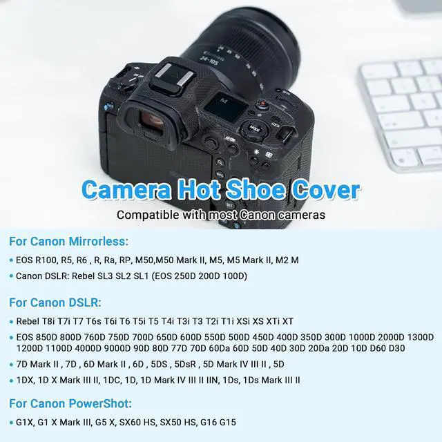 Alt view image 2 of 7 - JJC Camera Hot Shoe Cover Cap for Canon EOS R100 T7 T6 Rebel 5D Mark IV | Dustproof,for Canon EOS R5 R6 RP R Rebel T8i T7i T7 T6i T6 T5i SL3 SL2 M50 800D 760D 4000D 90D 5DM4 5DM3 5DM2 6D 6D2 7D 7D2