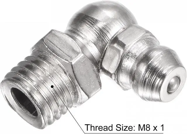 Alt view image 3 of 5 - uxcell Nickel-Plated Iron 90 Degree Grease Fitting M8 x 1mm Thread Hydraulic Grease Fitting Accessories, 20Pcs