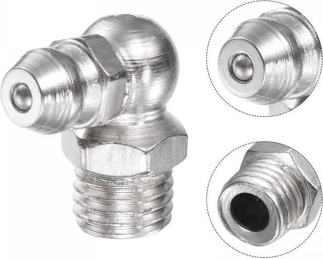 Alt view image 4 of 5 - uxcell Nickel-Plated Iron 90 Degree Grease Fitting M8 x 1mm Thread Hydraulic Grease Fitting Accessories, 20Pcs