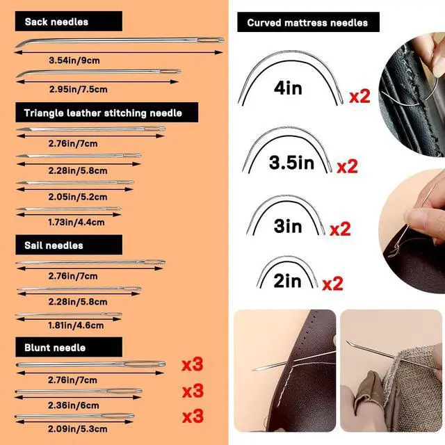 Alt view image 3 of 7 - ZXIIXZ 40 Pcs Sewing Kit, Heavy Duty Sewing Kit for Adults | Leather Working Kits with 8 Colors Upholstery Thread, Upholstery Needles, Scratch Awl for Carseat, Backpack, Shoes