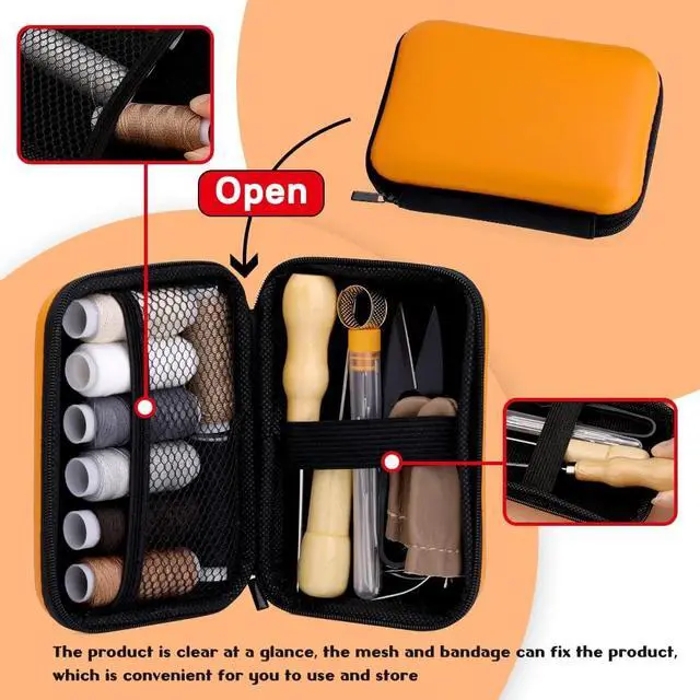 Alt view image 5 of 7 - ZXIIXZ 40 Pcs Sewing Kit, Heavy Duty Sewing Kit for Adults | Leather Working Kits with 8 Colors Upholstery Thread, Upholstery Needles, Scratch Awl for Carseat, Backpack, Shoes
