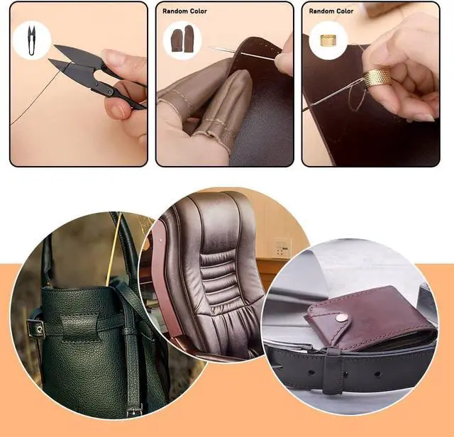 Alt view image 6 of 7 - ZXIIXZ 40 Pcs Sewing Kit, Heavy Duty Sewing Kit for Adults | Leather Working Kits with 8 Colors Upholstery Thread, Upholstery Needles, Scratch Awl for Carseat, Backpack, Shoes